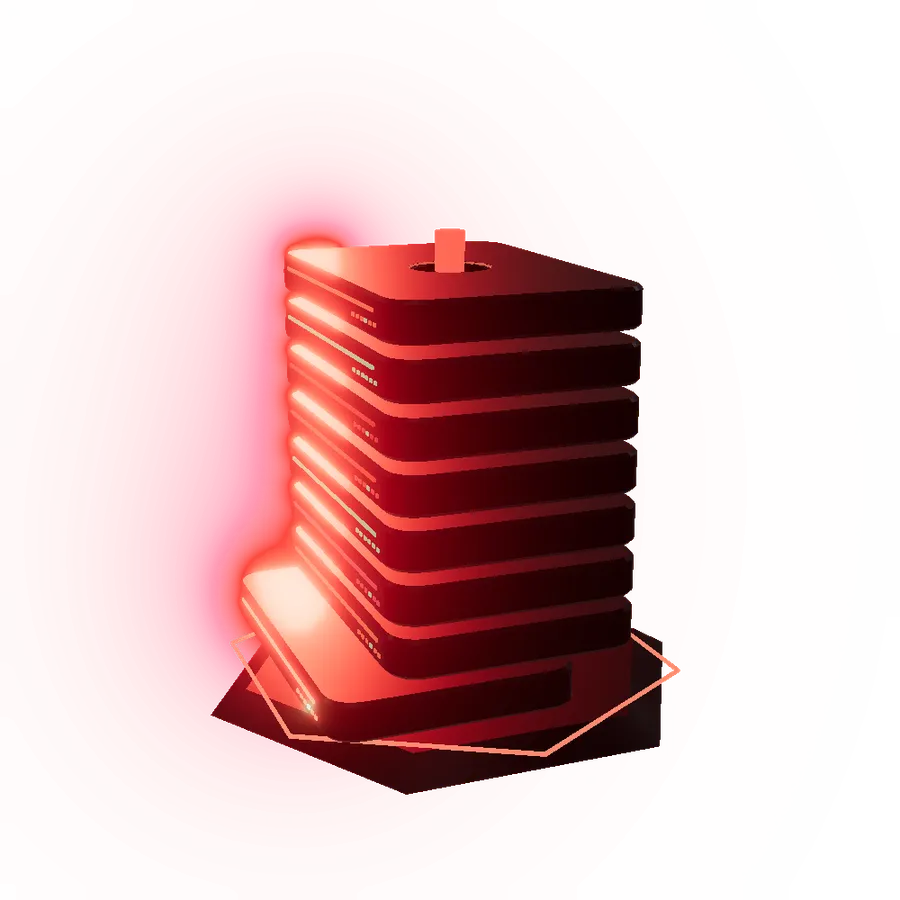 3D model of a modular server core with eight layers